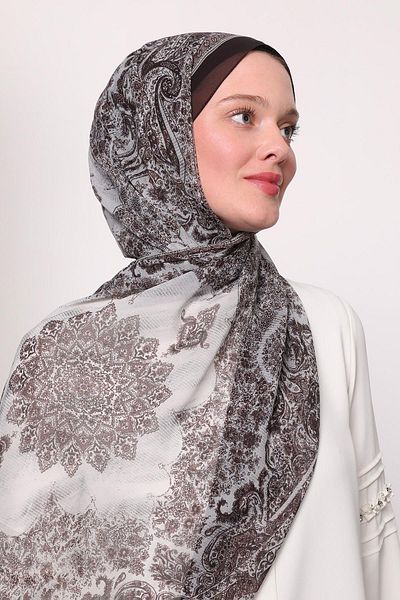 LuvenSara Silk Chiffon Shawl Brown