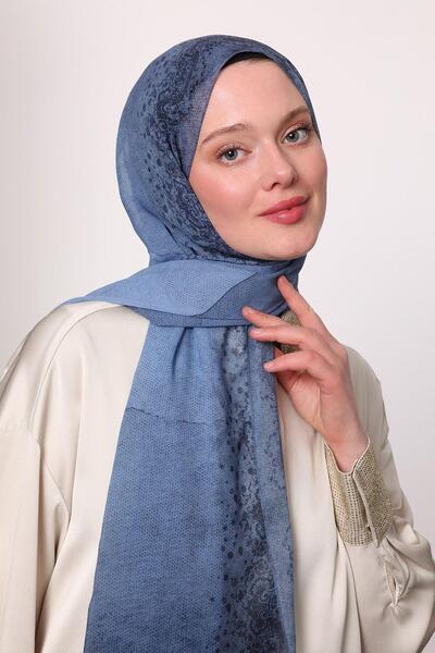 LuvenSara Silk Chiffon Shawl Dirty Blue