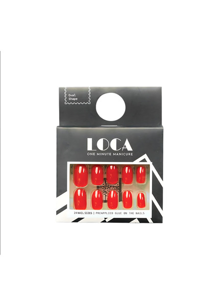 loça أظافر صناعية لصق ذاتي لون احمر من 21 لوكا