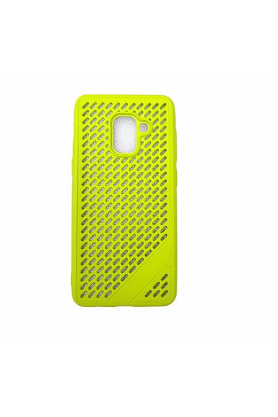OEM Case compatible with Samsung Galaxy A6 Plus (2018), Green Silicone with holes & Silver Glitter Foil