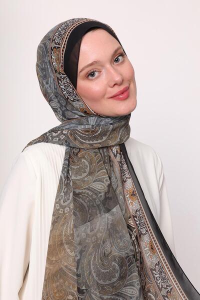 LuvenSara Silk Chiffon Shawl Black