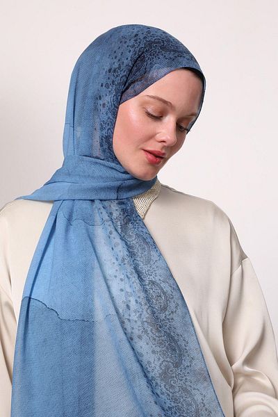 LuvenSara Silk Chiffon Shawl Light Blue