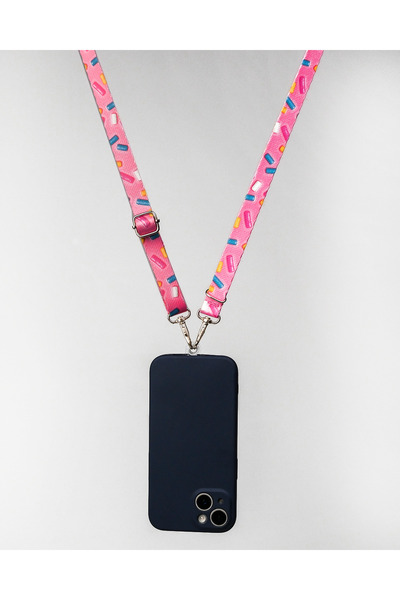 PATİMİO Curea de telefon Pink Bones, șnur pentru gât / Compatibilă cu toate telefoanele
