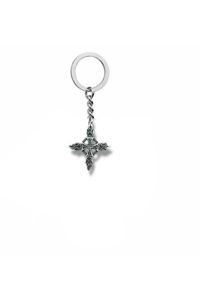Herşey Nota Breloc cu model vintage cu figură de cruce – Accesoriu unisex din metal Zamak, gotic și istoric