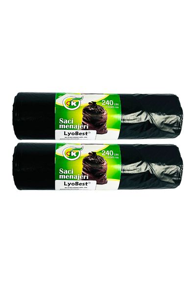 LYOBEST Set of 2x Garbage Bags, for Euro Bin, Capacity 240L, 10 Pcs/Roll, Black, Durable