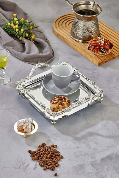 Milenay Vinifera Series Metal Presentation Promise Engagement Tray, Silver Tray Silver Accessory