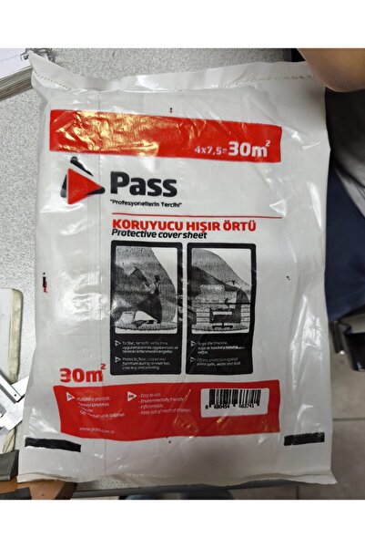PASS 30m² Koruyucu Hışır Örtü 4x7.5 m – İnşaat, Boya ve Taşıma İçin Su Geçirm...