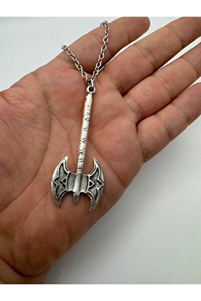 Yuchicly Çift Bıçaklı Savaş Balta Figürlü Kolye – Zamak Kaplama kadın erkek G...