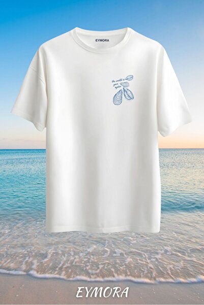 EYMORA Tricou alb cu imprimeu SEASHELL STATE OF MIND