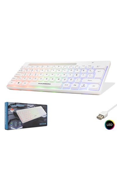 HADRON HDX2608 Gaming Mini Klavye Anti Ghosting LED 62 Tuş Beyaz