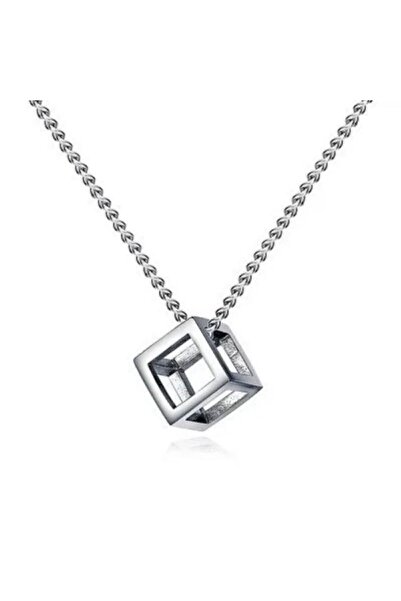 Herşey Nota قلادة مينيمال سكوير بوكس ​​فارغة – إكسسوار هندسي مطلي بالزاماك لل...