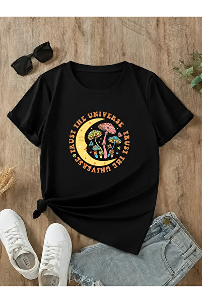 Aether تي شيرت مطبوع بأكمام قصيرة ومقاس كبير ممتاز