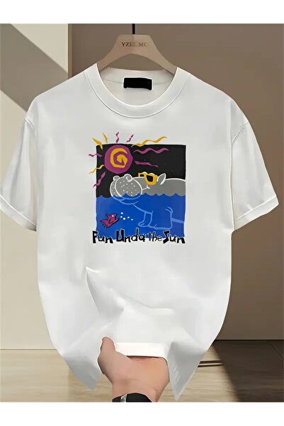 Aether تي شيرت مطبوع بأكمام قصيرة ومقاس كبير ممتاز