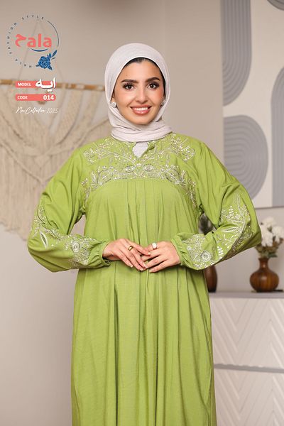 Hala Embroidered reception jalabiya made of light and soft linen fabric that gives you a feeling of comfort and freshness
