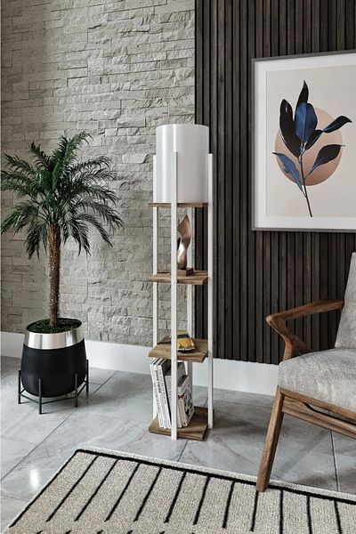 Turkish Home Classic wooden floor lamp - white and brown