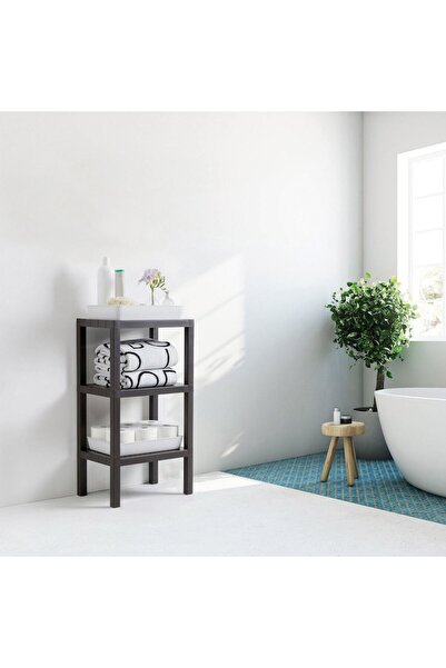 OEM Shelf with 3 Black Shelves with Wood Look 38x29x73.5cm