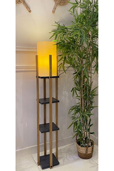 Turkish Home Classic wooden floor lamp - silver and brown