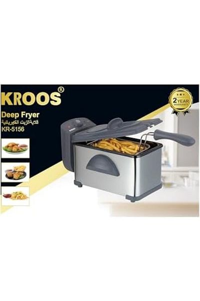 Kroos Electric Deep Fryer with 2.0 Liter Capacity, 2000 Watts, Silver - KR-5156