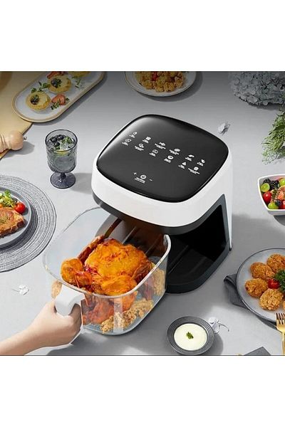 Generic Electric Urban Air Fryer with Glass Bowl, 2400W, 6 Liter Capacity, Oil-Free Fine Mist Cooking, Easy