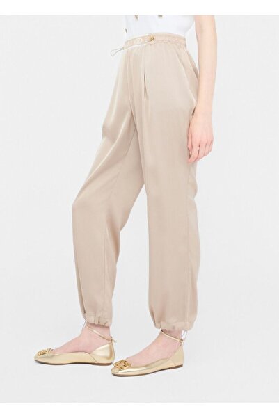 Liu Jo Women's Elastic Waist and Leg Pleated Regular Fit Beige Trousers Tf5192T004A-60906