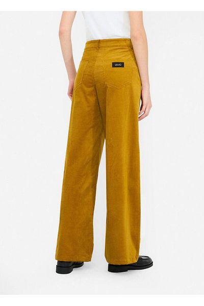 Liu Jo Women's High Waist Comfortable Fit Wide Leg Yellow Trousers Mf5274T192A-X0734