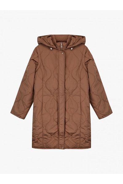 Liu Jo Women's Comfortable Fit Quilted Zipper Hooded Long Sleeve Brown Jacket Tf5160T9805-81324