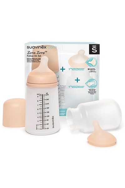 Suavinex Set Biberon Si Tetina Anticolici Cu Rezerve Zero, , 3 Luni, Silicon, 270 Ml, Transparent, 5