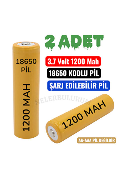 nelerbulurum 2 ADET 3,7 Volt 1200 Mah 18650 Li-on Şarj Edilebilir Pil (3.7V 1...