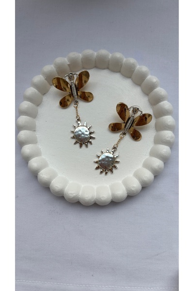 Midalya Butterfly and Sun Detail Dangle Earrings