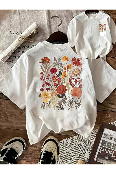 l'eivor Tricou din bumbac pentru femei cu imprimeu floral pe spate