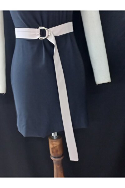 es moda shop حزام من الكتان بتفاصيل مشبك Zey باللون البيج