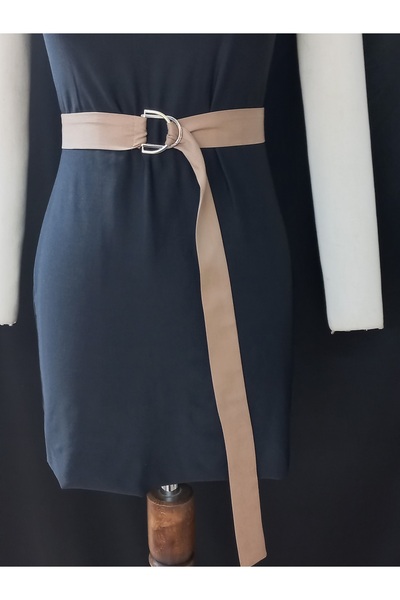 es moda shop Zey Buckle Detailed Linen Belt Belt Tan