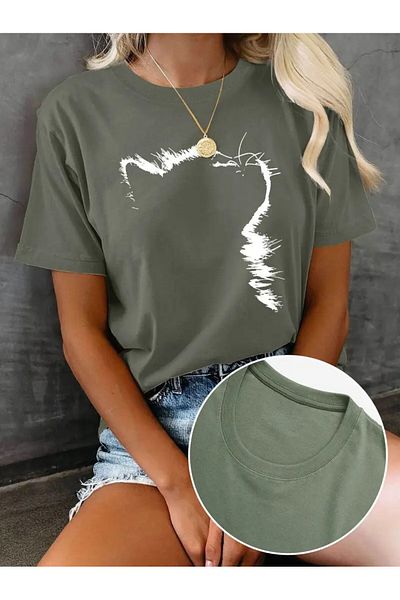 l'eivor Cat Printed Women's Cotton T-shirt