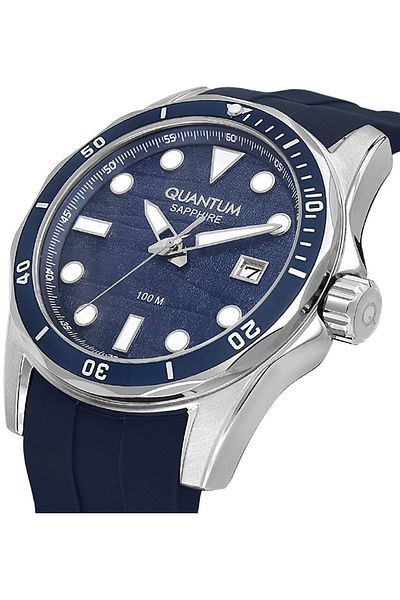Quantum Adg1229.399 10 Atm Water Resistant Steel Case with Anti-Scratch Sapphire Glass Silicone Cord Lacive