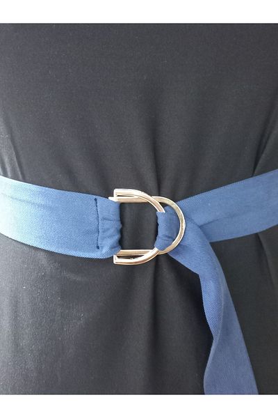 es moda shop Zey Buckle Detailed Linen Belt Belt Indigo