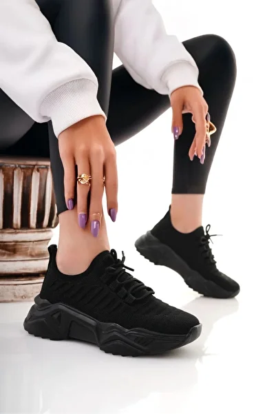 Işıltı kidss Ante Black Knitwear Lace-Up Sports Shoes