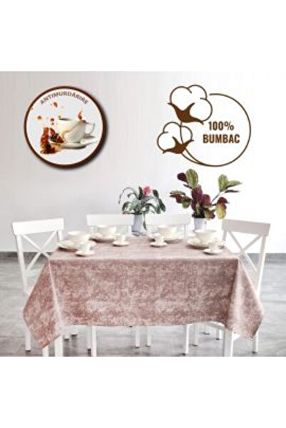 Ralex Tablecloth Anti-Stain 100% Cotton 160 x 320 cm, Beige Brown Gradient