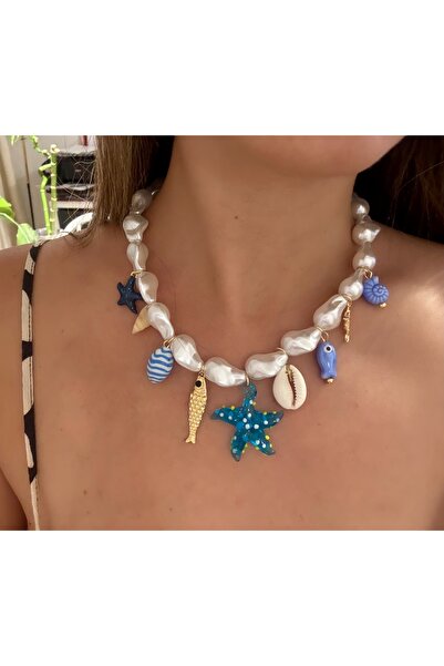 Laquila Jewellery Murano Cam Charm Kolye Deniz Yıldızı