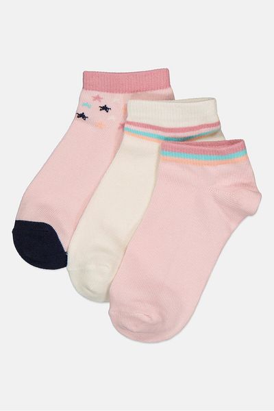 Bebe Kids Girl 3 Pairs Stripe Ankle Socks, Multicolor
