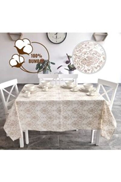 Ralex Stain-resistant Tablecloth 100% Cotton 160 x 320 cm, Modern Beige