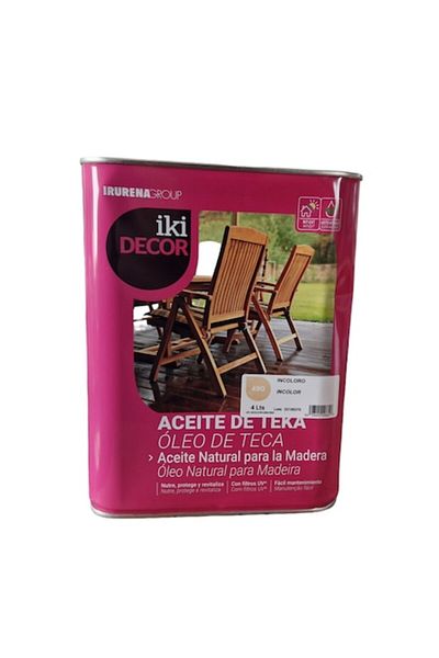 Irurena Group Teak Oil for Decking and Furniture, Irurena, Clear, 4L
