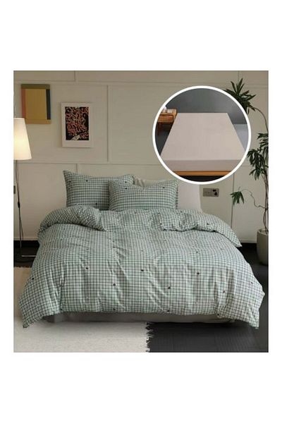 Ralex Lenjerie pat Tricot Bumbac 100% cu husă pentru saltea de 160/180 cm x 200 cm, pilotă 200 x 230 cm,