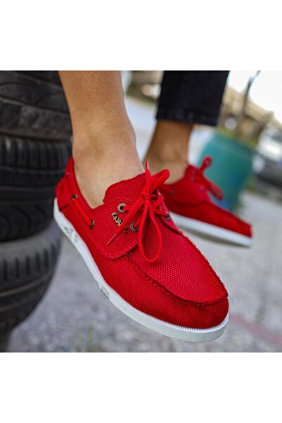 Lucy Shoes Kn008 Men's Daily Lace-Up Linen Classic Shoes Kbt - Red