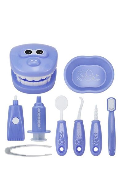 COOYA 9PCS Plastic Simulation Dentist Play Set Medical Kit,Role Play Game for Children(Purple)