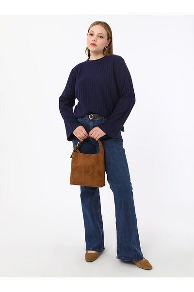 ALİA Πλεκτό Πουλόβερ Plus Size - Navy Blue -