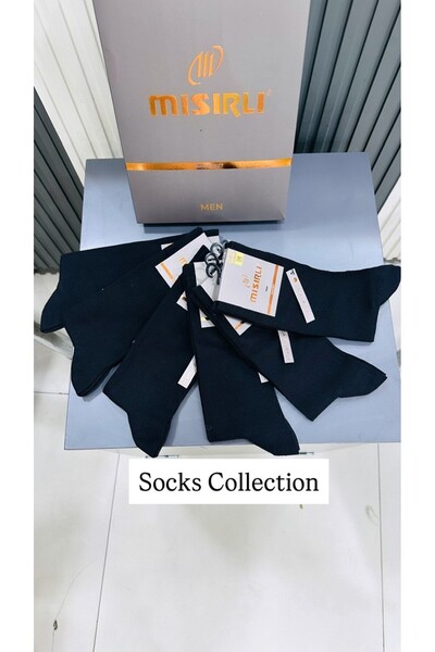 Mısırlı ЧОРНІ ЧОЛОВІЧІ ШКАРПЕТКИ З 4-СЕЗОННОЇ ОРГАНІЧНОЇ БАВОВНЯНОЇ ПРЯЖІ (6 ШТ.)