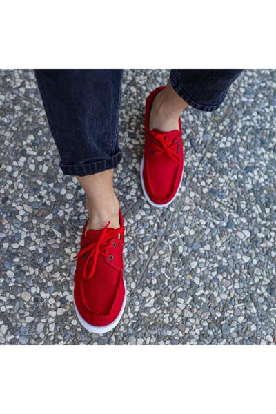 Lucy Shoes Kn008 Men's Daily Lace-Up Linen Classic Shoes Kbt - Red