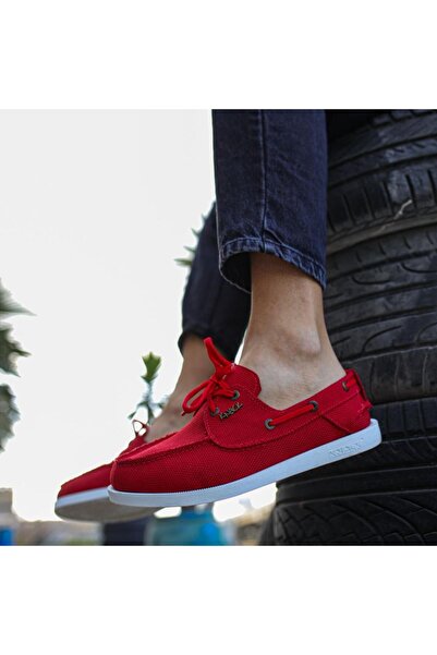 Lucy Shoes Kn008 Men's Daily Lace-Up Linen Classic Shoes Kbt - Red