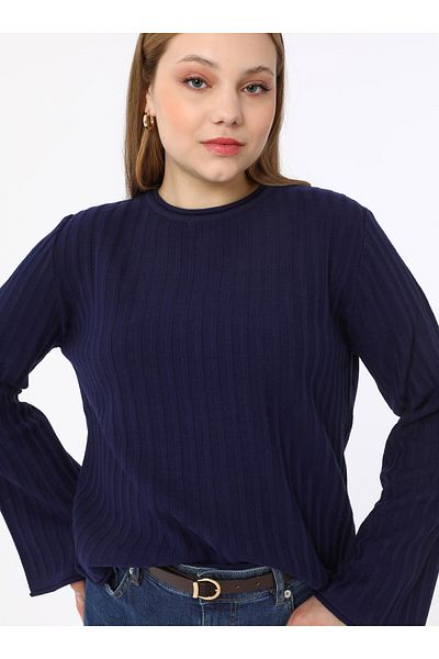 ALİA Πλεκτό Πουλόβερ Plus Size - Navy Blue -