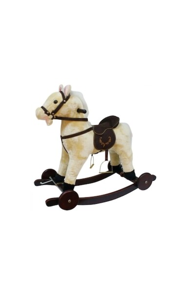 Jolly Kids Cal balansoar cu sunete și roți Infinity, bej, 74x37x64 cm